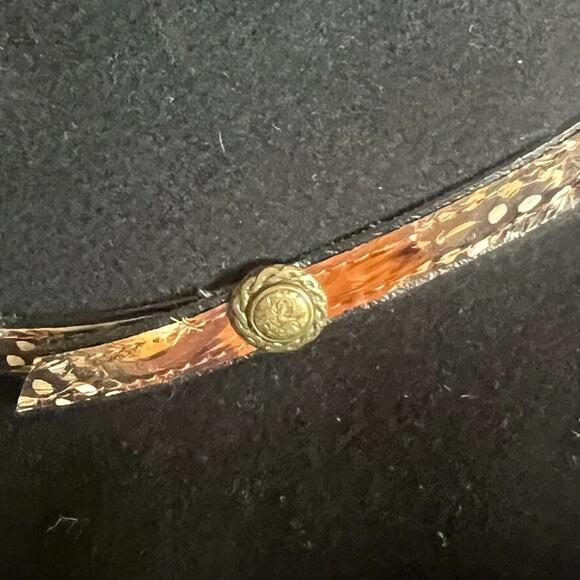 IMPORTINA Dollman Hat Womens Black Roll Up Edge Wool Leather Feathers Trim Vtg - Picture 5 of 13